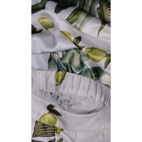New WHIM NEW YORK Clover Satin Pants $204 SMALL Nimbu Botanical Print - Picture 4 of 5